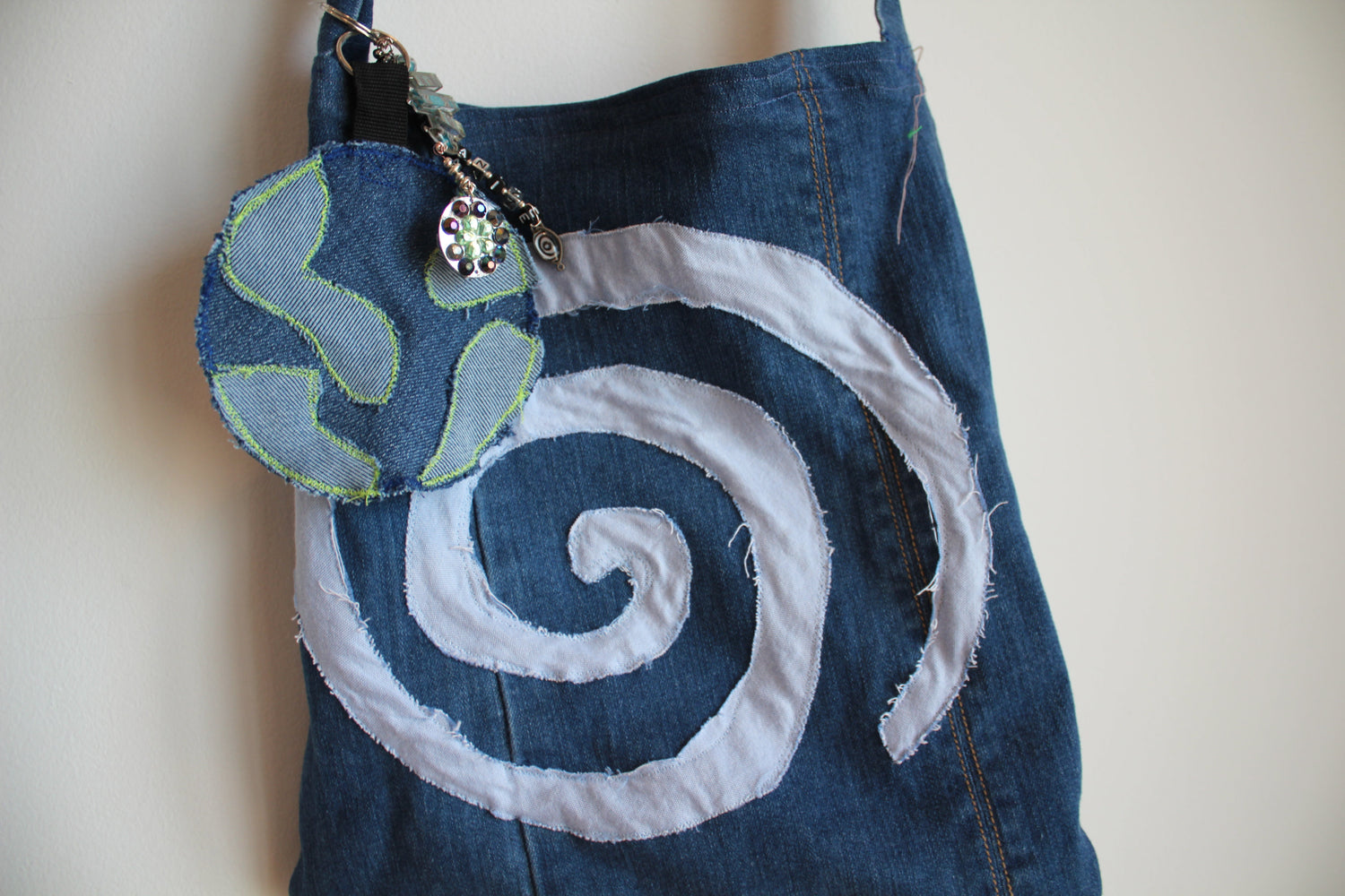 Upcycled Denim Earth Bag Charms/ Key Chains