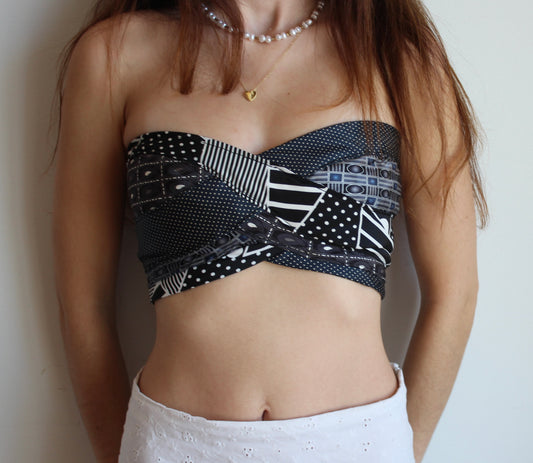 Olga Tie Top 1: Black and White