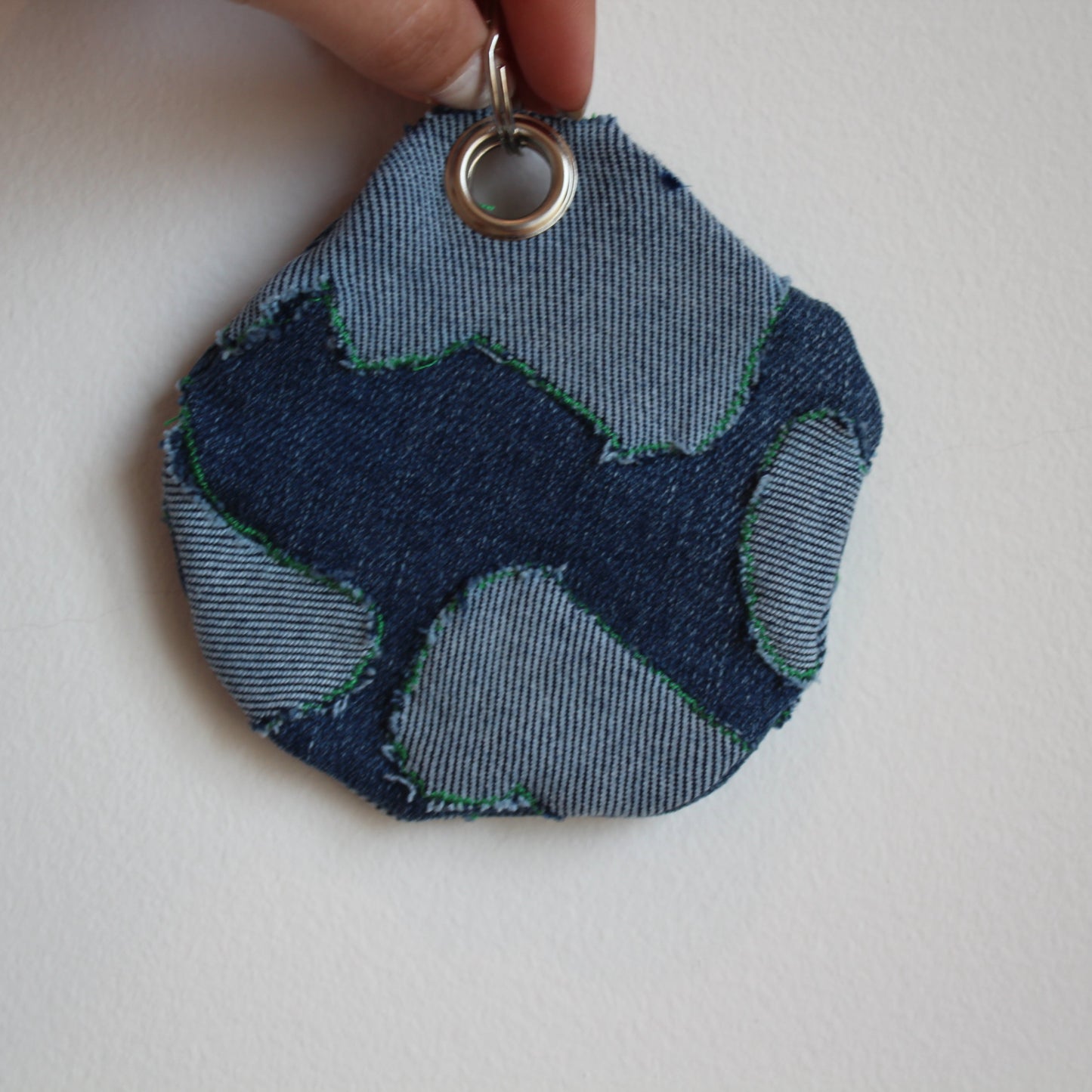 Repurposed Denim Earth Bag Charm/ Keychain (double sided)