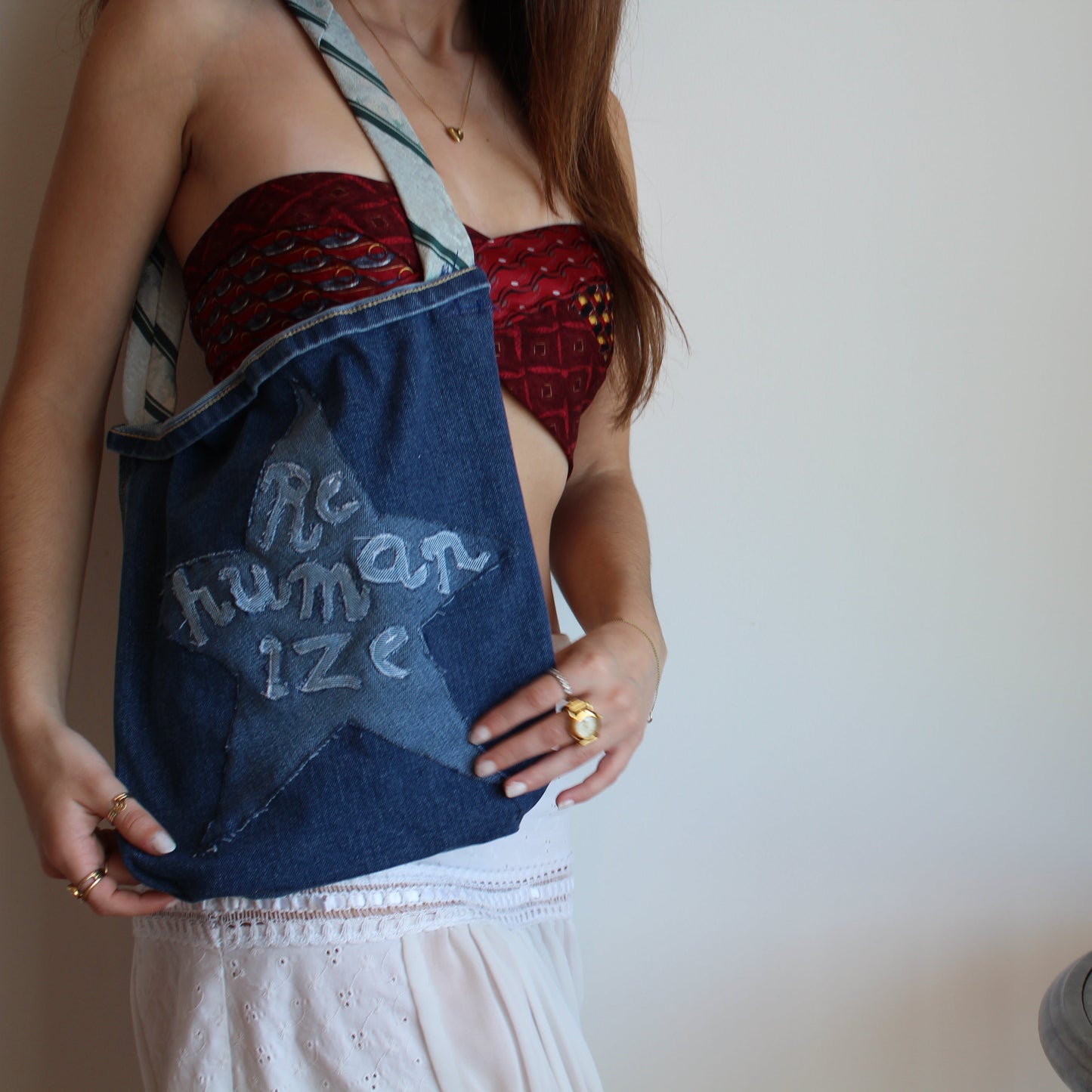 Rehumanize Denim Tote Bag